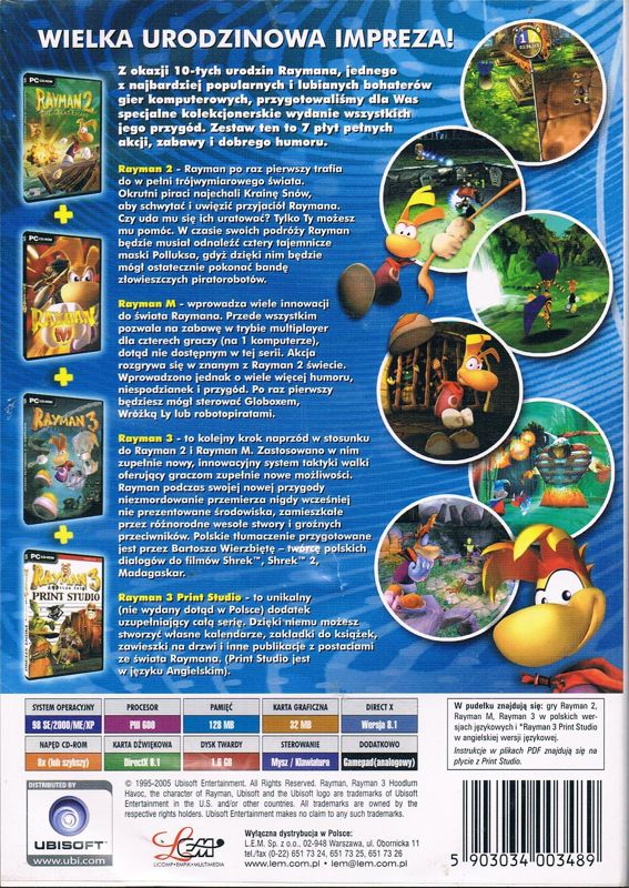 Back Cover for Rayman: 10th Anniversary Collection (Windows)