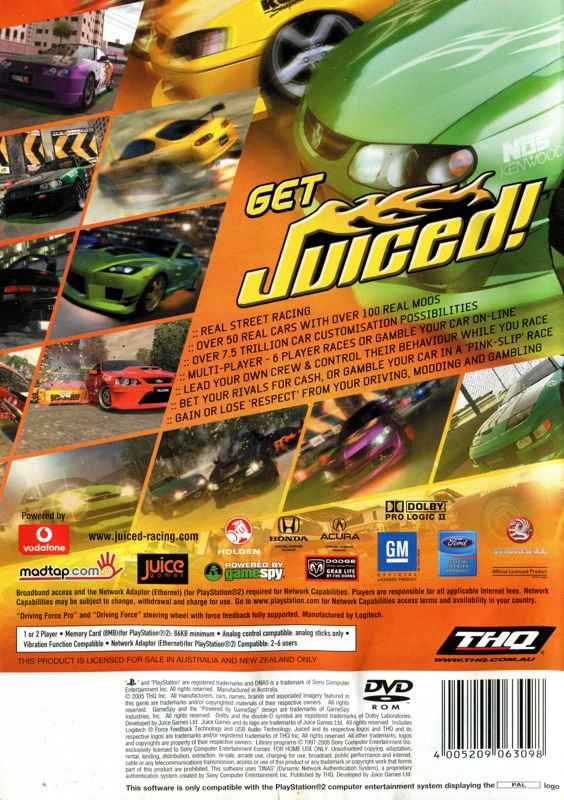 Back Cover for Juiced (PlayStation 2)