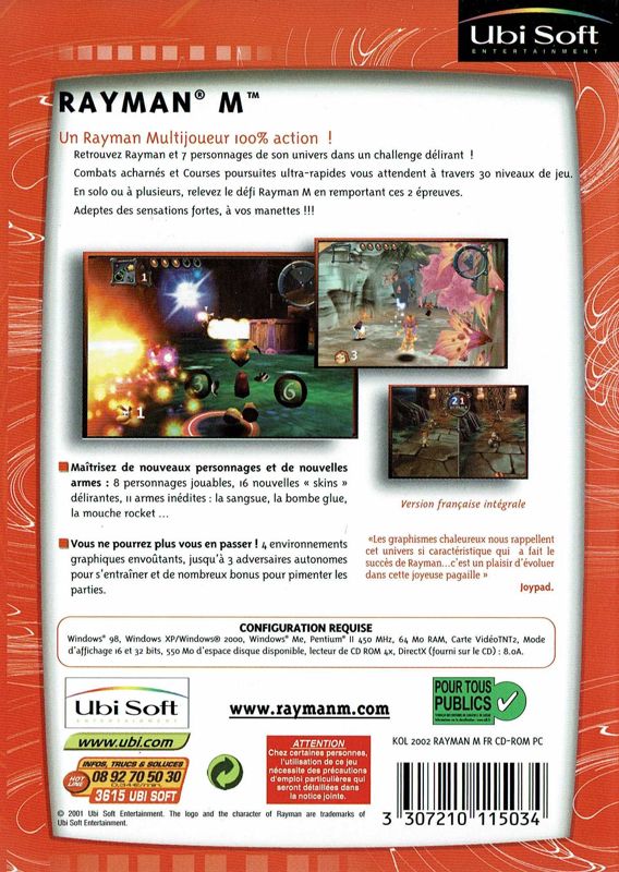 Back Cover for Rayman Arena (Windows) (Ubisoft eXclusive Collection release)