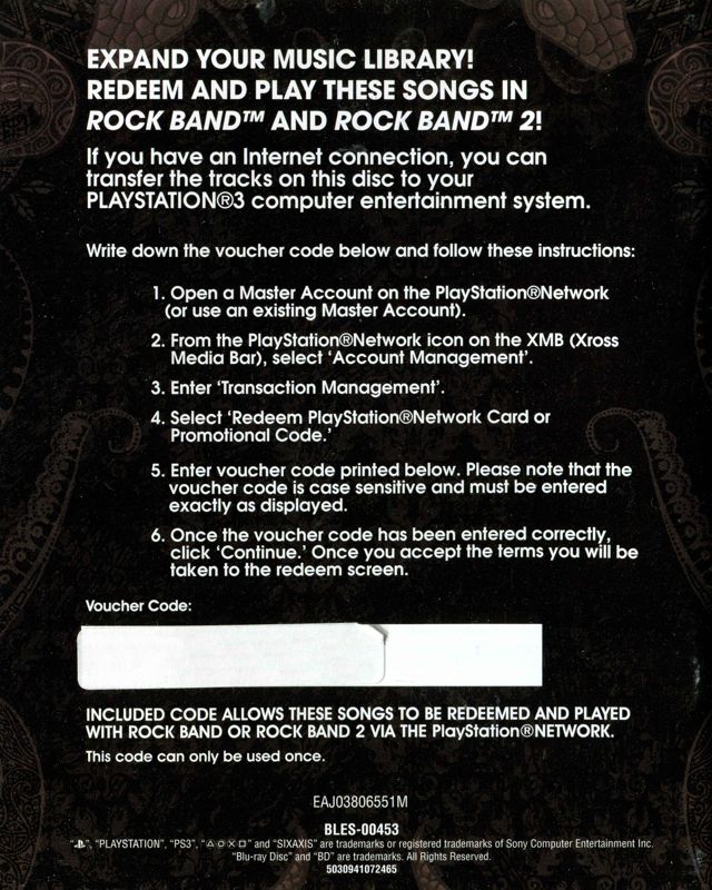 Manual for AC/DC Live: Rock Band - Track Pack (PlayStation 3): Back
