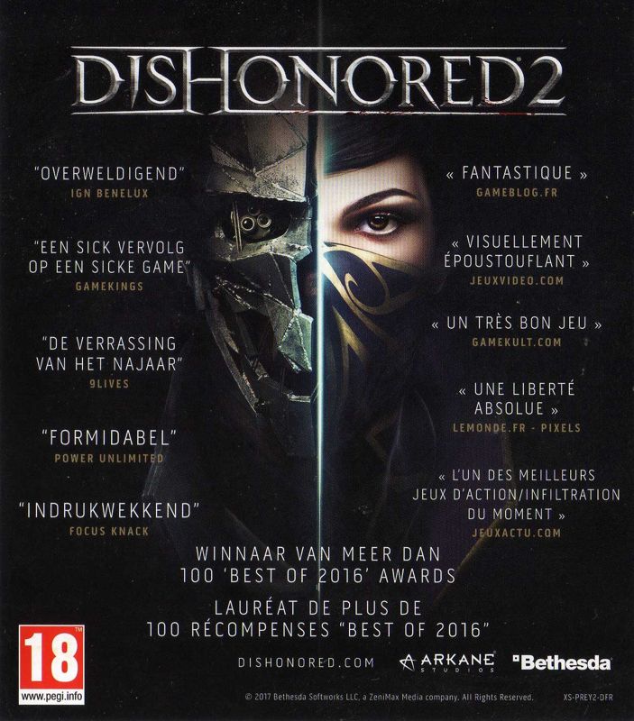 Advertisement for Prey (Xbox One): The Elder Scrolls Online: Morrowind / Dishonored 2 ad - back
