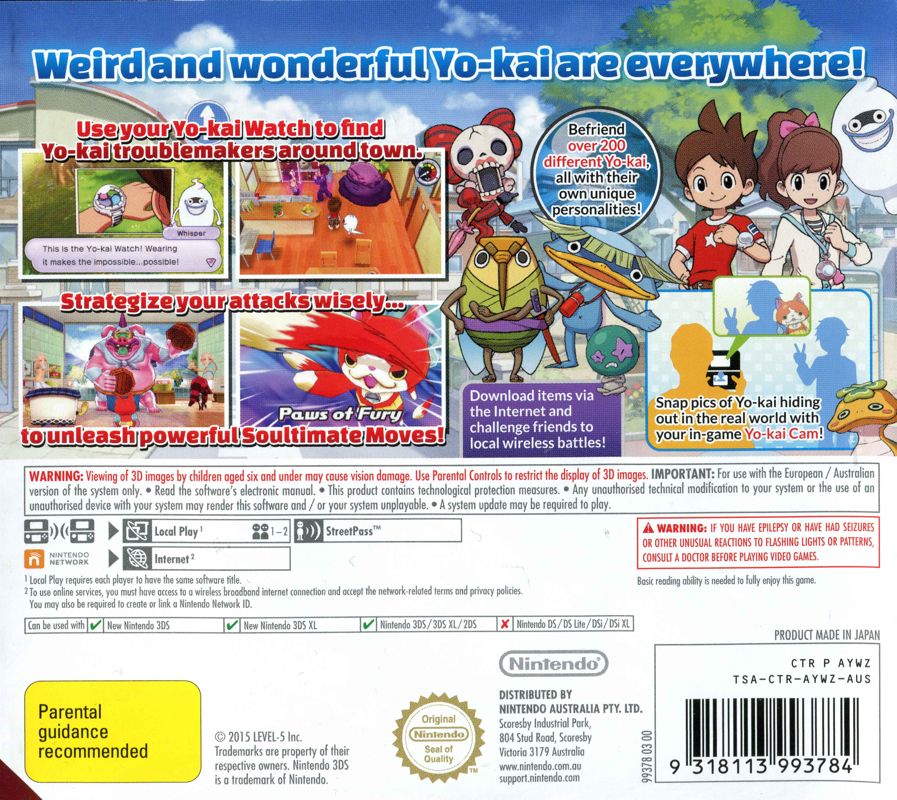 Back Cover for Yo-kai Watch (Nintendo 3DS)