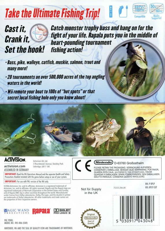 Back Cover for Rapala: Tournament Fishing (Wii)