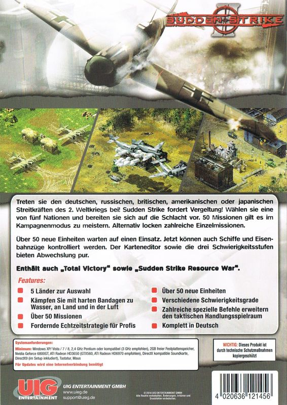 Back Cover for Sudden Strike II (Windows) (Solid Games release)