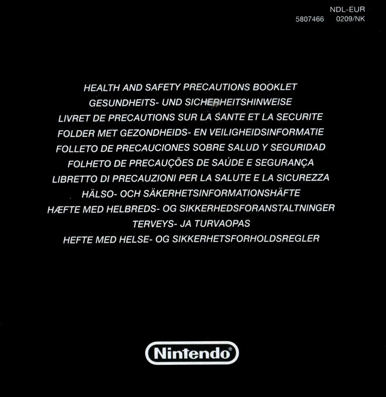 Extras for The Biggest Loser (Nintendo DS): Health and safety precautions booklet - front