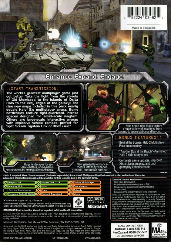 Back Cover for Halo 2: Multiplayer Map Pack (Xbox)