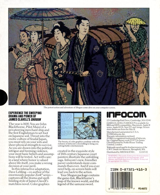 Back Cover for James Clavell's Shōgun (DOS)