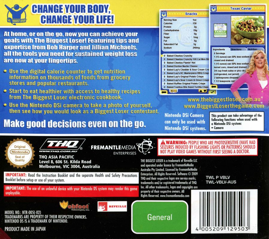 Back Cover for The Biggest Loser (Nintendo DS)