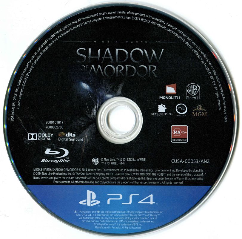 Media for Middle-earth: Shadow of Mordor (PlayStation 4)