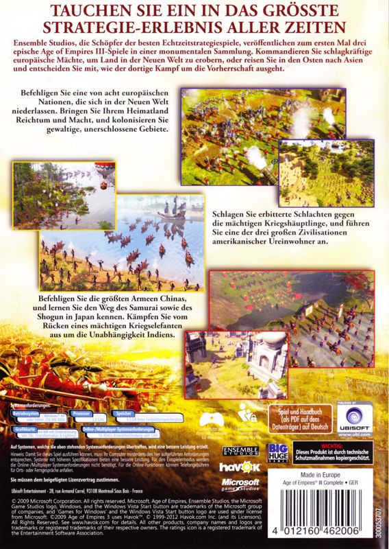 Back Cover for Age of Empires III: Complete Collection (Windows) (DVD release)