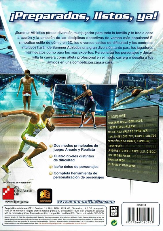 Back Cover for Summer Athletics: The Ultimate Challenge (Windows)