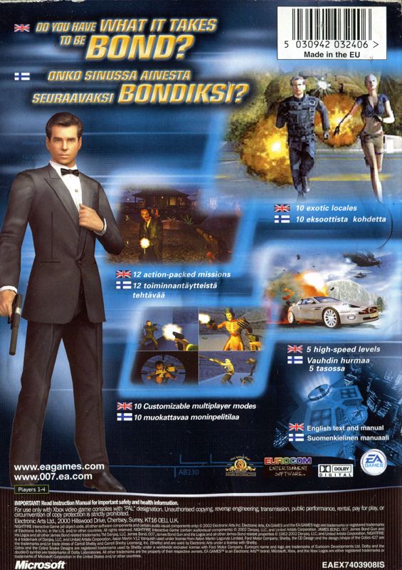 Back Cover for 007: Nightfire (Xbox)