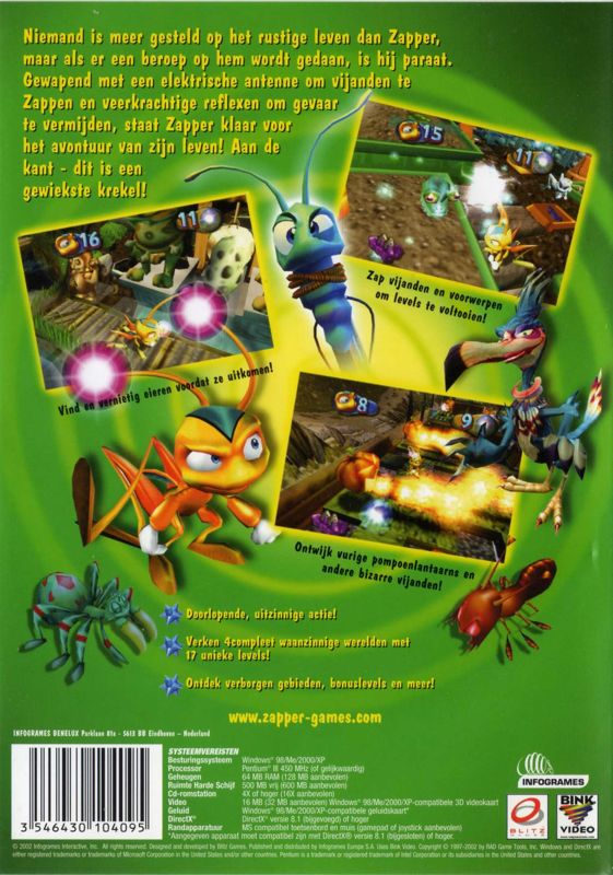 Back Cover for Zapper: One Wicked Cricket! (Windows)