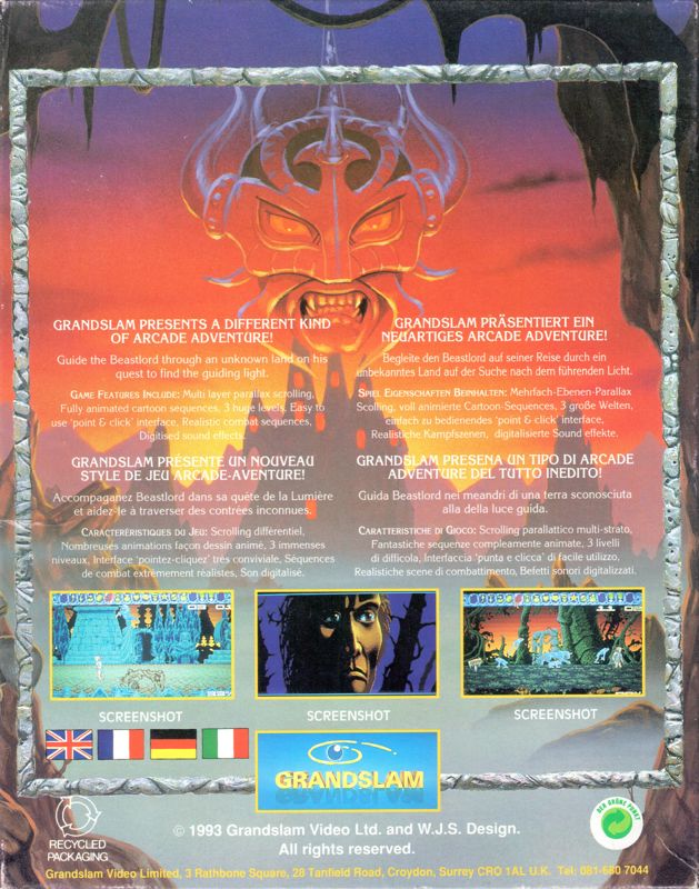 Back Cover for Beastlord (Amiga)