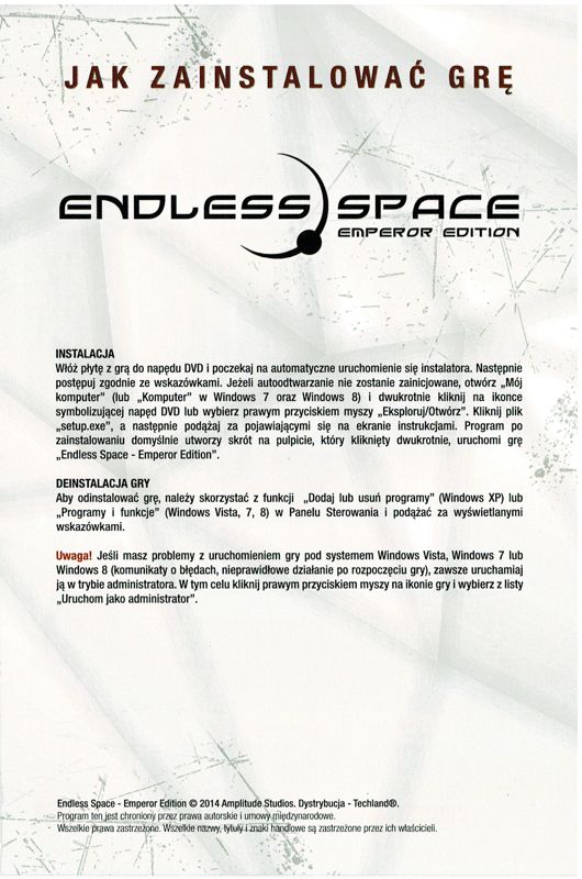 Extras for Endless Space (Emperor Edition) (Windows) (Stalowa Seria release): Insert - Side B