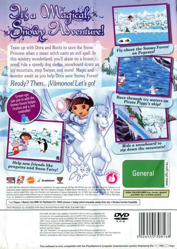 Back Cover for Dora the Explorer: Dora Saves the Snow Princess (PlayStation 2)