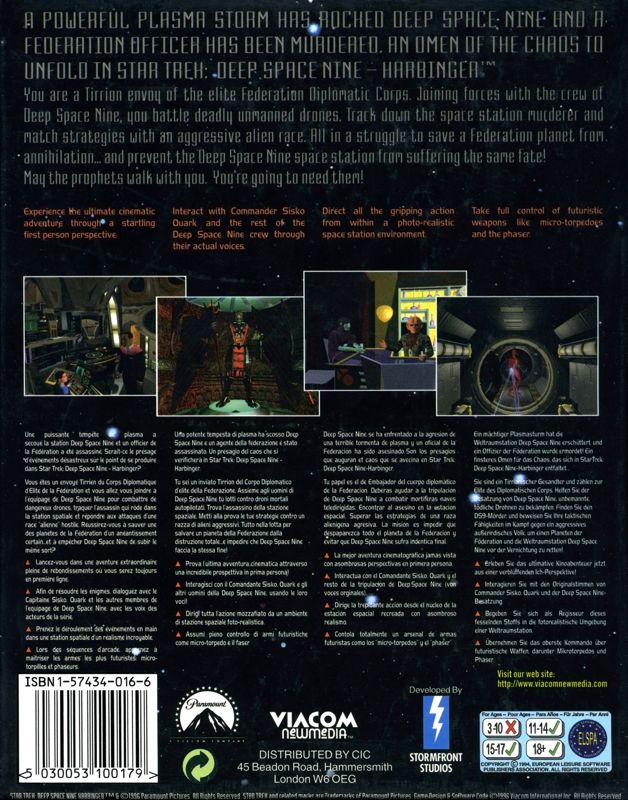 Back Cover for Star Trek: Deep Space Nine - Harbinger (DOS)