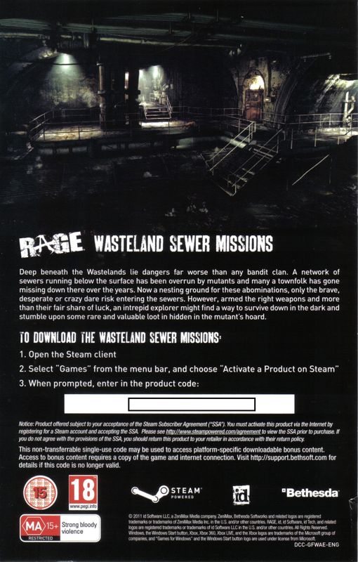 Other for Rage (Anarchy Edition) (Windows): Voucher for Wasteland Sewer Missions