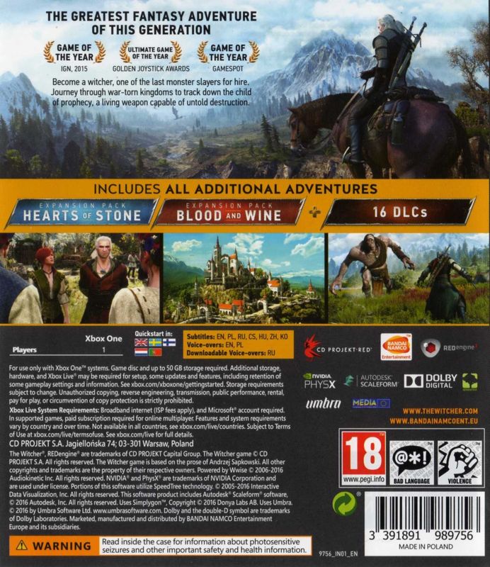 The Witcher 3: Wild Hunt - Complete Edition cover or packaging material ...