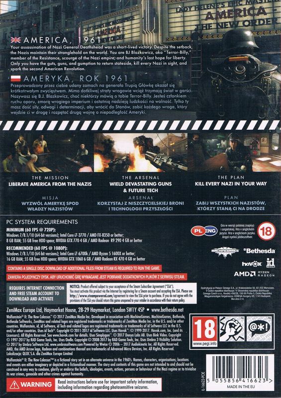 Wolfenstein Ii: The New Colossus Cover Or Packaging Material - Mobygames