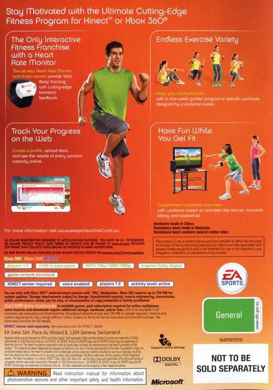 Back Cover for EA Sports Active 2 (Xbox 360)