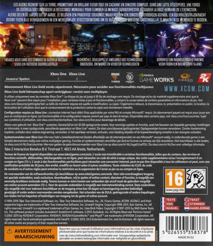 Back Cover for XCOM 2 (Xbox One)