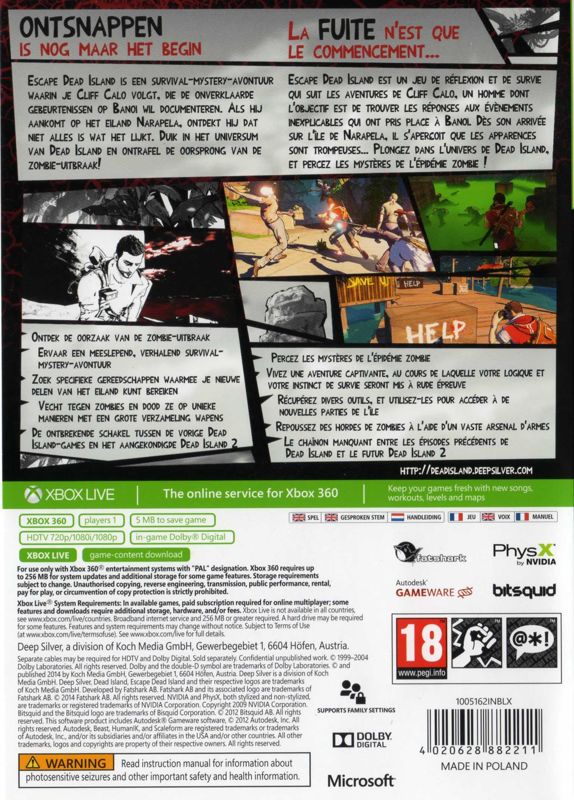 Escape Dead Island cover or packaging material MobyGames