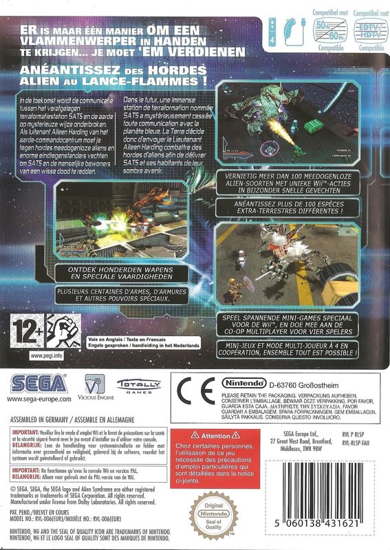 Back Cover for Alien Syndrome (Wii)