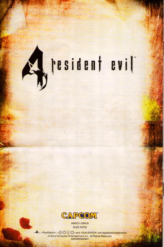 Manual for Resident Evil 4 (PlayStation 2) (Platinum release): Back