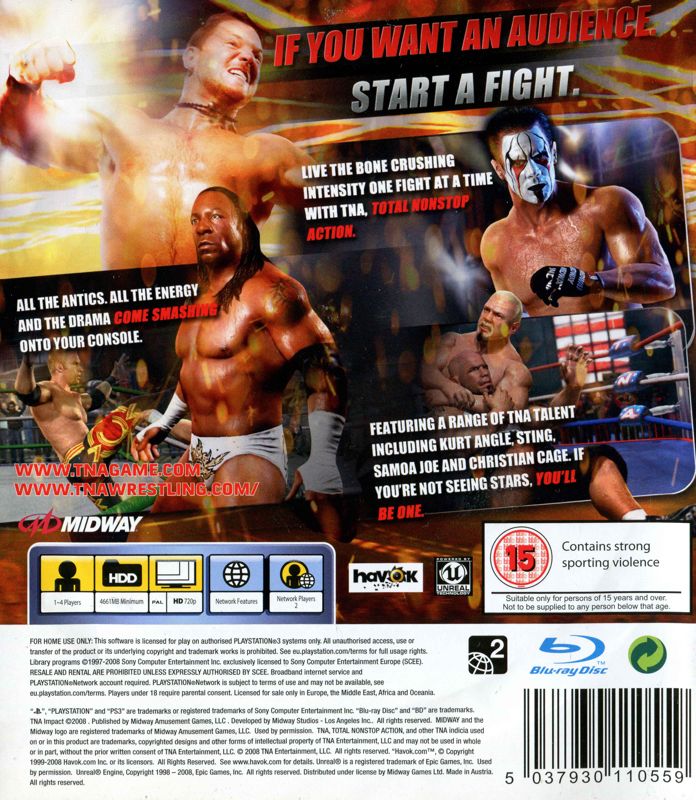 Back Cover for TNA iMPACT! (PlayStation 3)