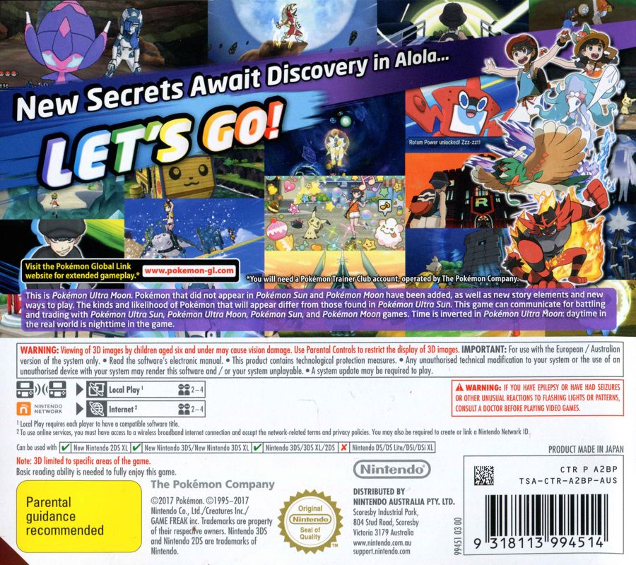 Back Cover for Pokémon Ultra Moon (Nintendo 3DS)
