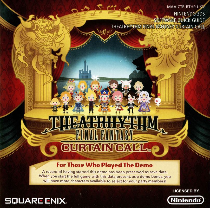Extras for Theatrhythm: Final Fantasy - Curtain Call (Nintendo 3DS): Front