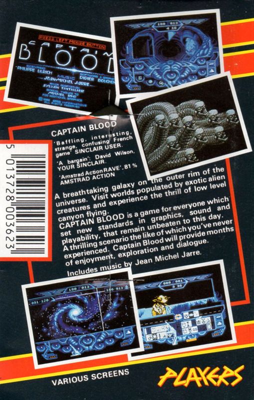 Back Cover for Captain Blood (Commodore 64) (Budget re-release)