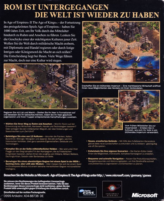 Back Cover for Age of Empires II: The Age of Kings (Windows) ("Printed in Great Britain S15")