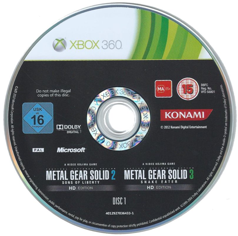 Media for Metal Gear Solid: HD Collection (Xbox 360): Metal Gear Solid 2 / Metal Gear Solid 3