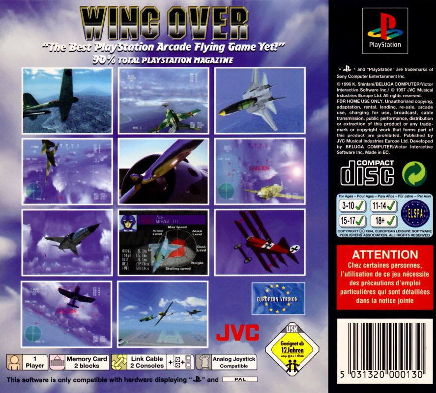 Back Cover for Wing Over (PlayStation)
