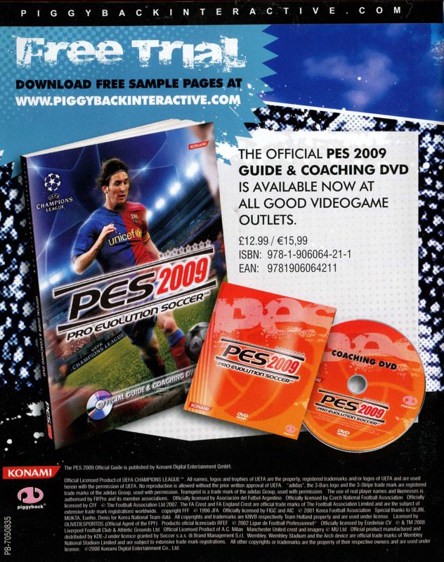 Advertisement for PES 2009: Pro Evolution Soccer (Xbox 360): Back