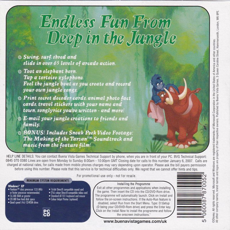 Disney's Tarzan Activity Center cover or packaging material MobyGames