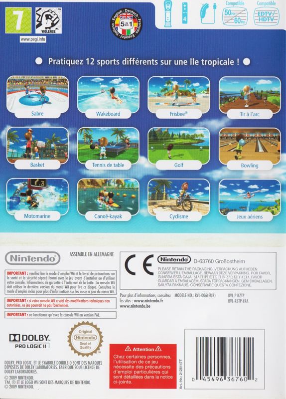 Back Cover for Wii Sports Resort (Wii)