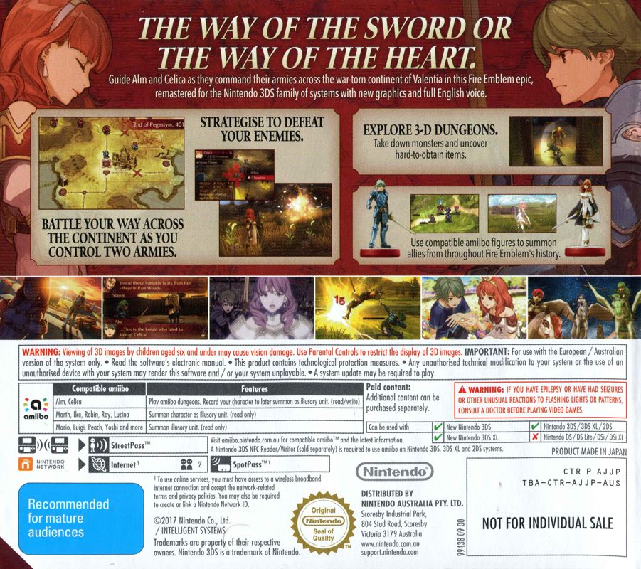 Back Cover for Fire Emblem Echoes: Shadows of Valentia (Nintendo 3DS)