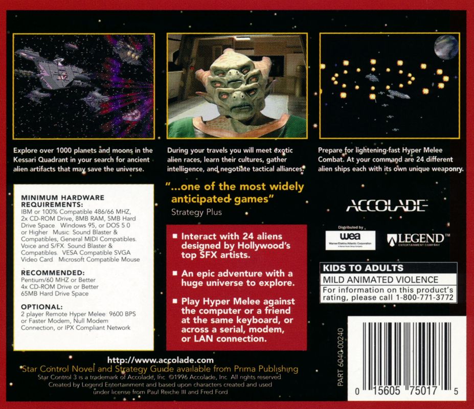 Other for Star Control 3 (DOS): Jewel Case Back