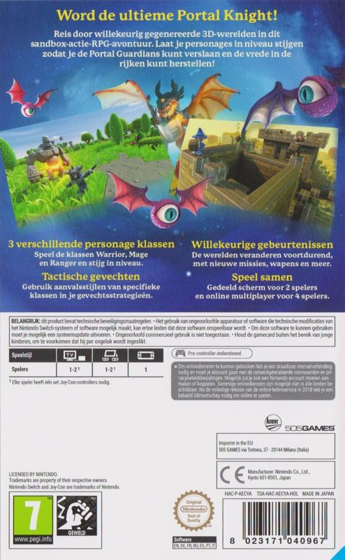 Back Cover for Portal Knights (Nintendo Switch)