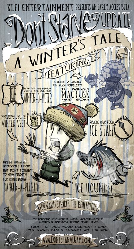 Front Cover for Don't Starve (Linux and Macintosh and Windows): A Winter's Tale update (February 26, 2013).