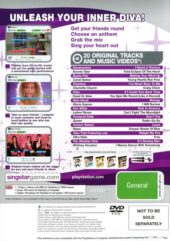 Back Cover for SingStar: Anthems (PlayStation 2)
