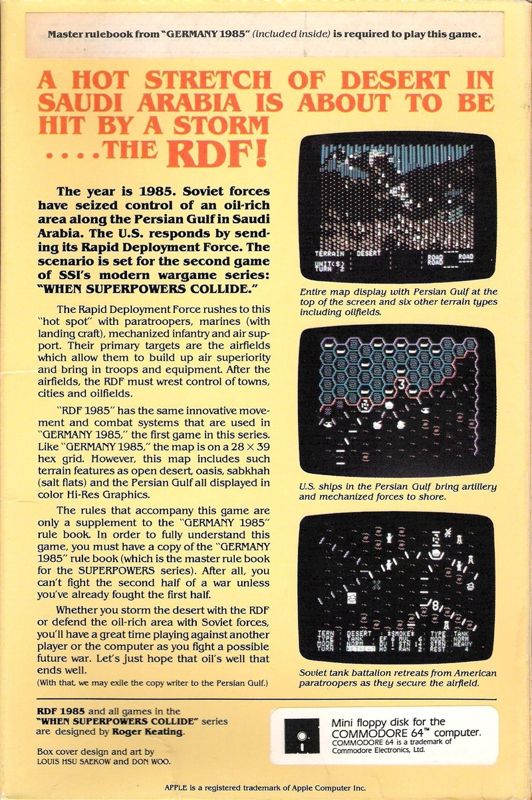 Back Cover for RDF 1985 (Commodore 64)