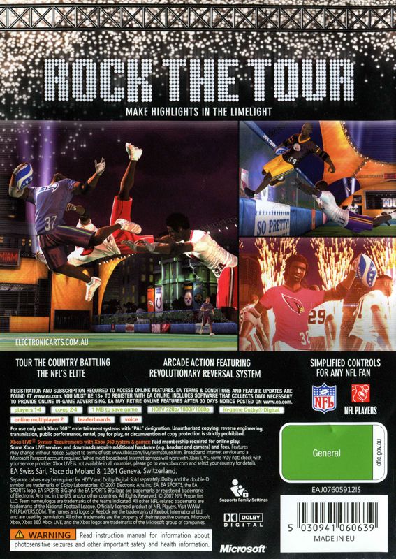 Back Cover for NFL Tour (Xbox 360)