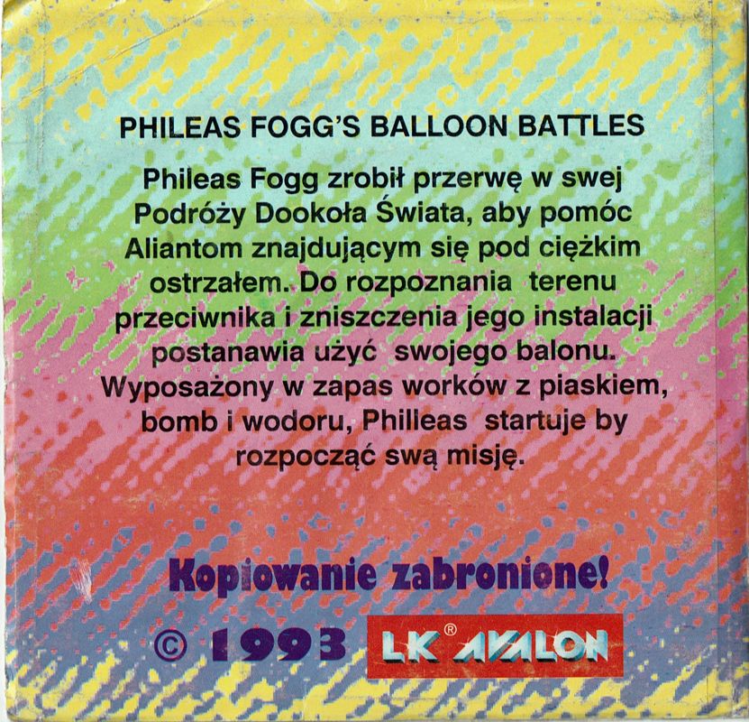 Back Cover for Phileas Fogg's Balloon Battles (Commodore 64) (5.25' disk release)