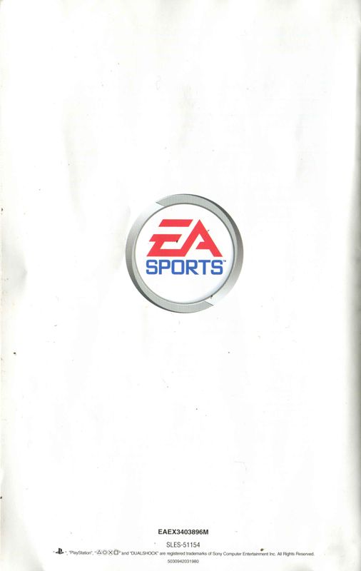 Manual for Madden NFL 2003 (PlayStation 2): Back