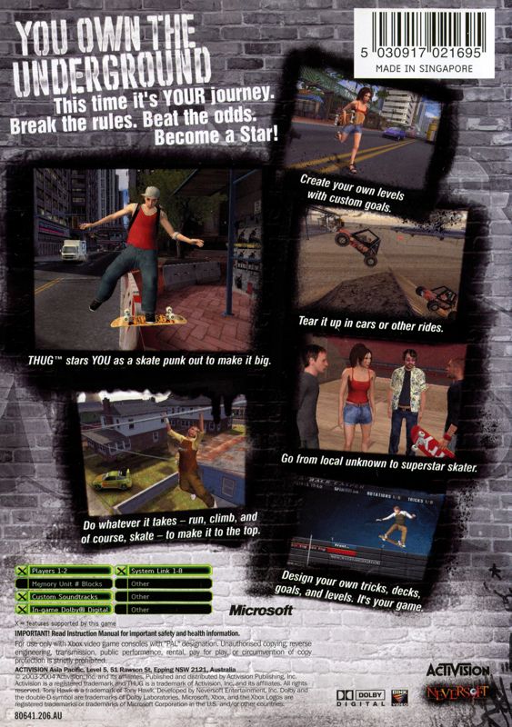 Tony Hawk's Underground cover or packaging material - MobyGames