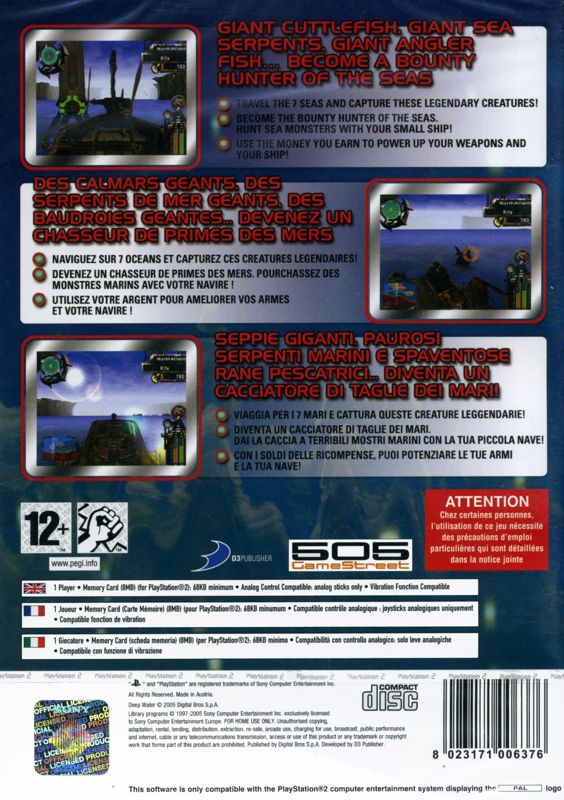 Back Cover for Deep Water (PlayStation 2)